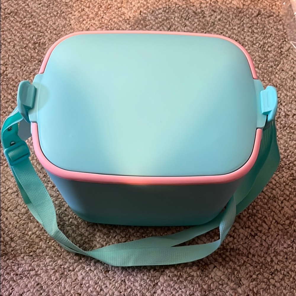 Teal and Pink Lunch Box with Strap